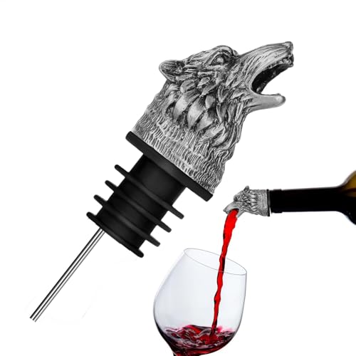Yugugomo Wolfskopf Weinausgießer aus Bronze, Flaschenausgießer, Weinverschlüsse Metall, Alkohol Spirituosen Weinsparer Geschenke Zubehör Yugugomo Wolfskopf Weinausgießer aus Bronze, Flaschenausgießer, Weinverschlüsse Metall, Alkohol Spirituosen Weinsparer Geschenke Zubehör von Yugugomo