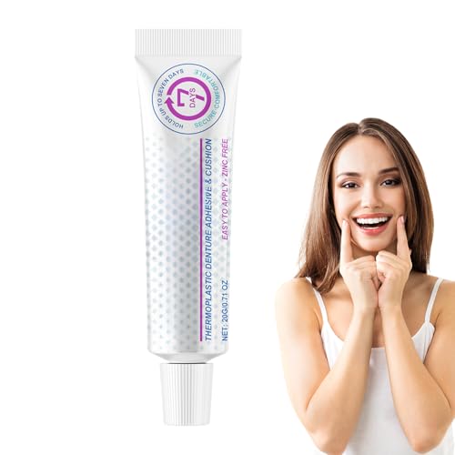 Zahnprothesen Haftcreme Maximaler Halt - Sicherer Haftcreme für Prothesen,Reparatur Stabilisator Dichtung Für Tägliche Anwendung 20g Für Erwachsene Träger Voll- Und Teilprothesen von Yugugomo