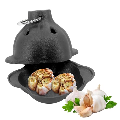 Gusseisen-Knoblauchbräter, Vorgewärmter Gusseiserner Räucherbräter, Kartoffelbäcker, Mini-Cocotte, Ein Muss für Outdoor-Räucherer Knoblauchkocher für Den Ofen, Knoblauchbäcker von Yuhtech