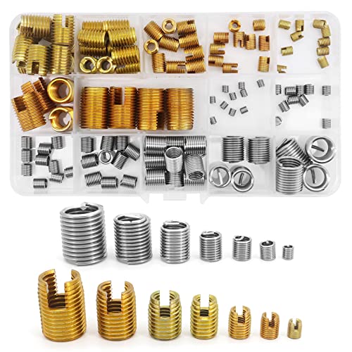 Yuhtech 116 Pcs Selbstschneidender Gewindeeinsatz M3 M4 M5 M6 M8 M10 M12 Gewinde Reparatur Einsatz Sortiment Gewindereparatursatz von Yuhtech