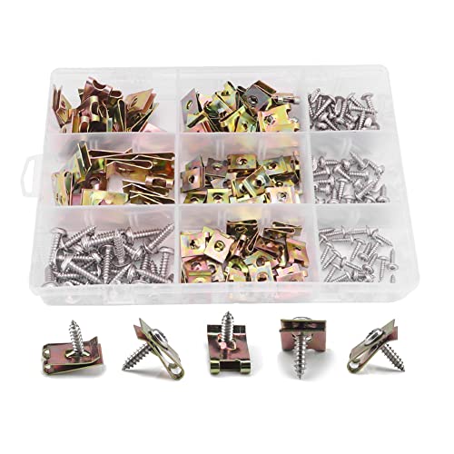 Yuhtech 200 Pcs 8 Größe U-Typ Clip Blechmutter mit Schrauben M3 - M12 Gewinde Clip Mutter Set mit Schrauben Schnappmutter Set für Auto Motorader Yuhtech 200 Pcs 8 Größe U-Typ Clip Blechmutter mit Schrauben M3 - M12 Gewinde Clip Mutter Set mit Schrauben Schnappmutter Set für Auto Motorader von Yuhtech