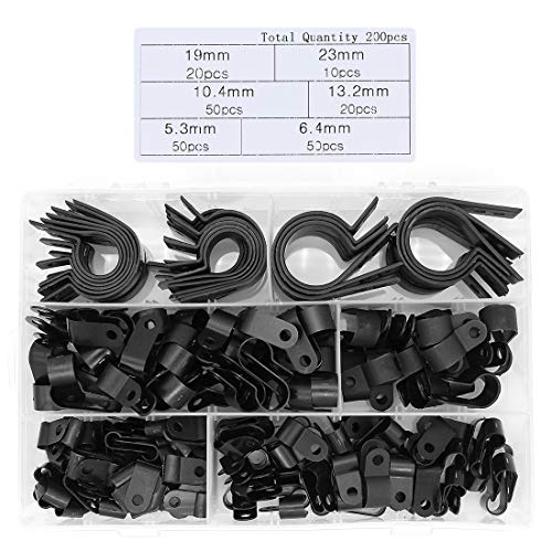 Yuhtech 200 Stück Schlauchbefestigung P-Typ Klemmen Nylon-Kabelklemme Fastener Kunststoff-Drahtklemmen Kabelschnur Clip von Yuhtech