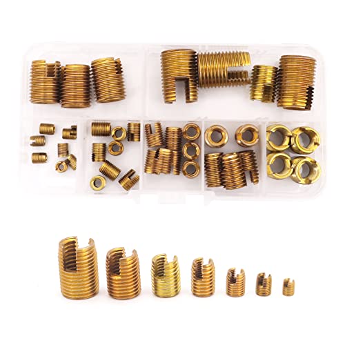 Yuhtech 40 Pcs 7 Größe Kohlenstoffstahl Verzinkt M3 M4 M5 M6 M8 M10 M12 Innengewinde Selbstschneidende Gewindeeinsatz Set Gewinde Verstärken Repair Tool von Yuhtech