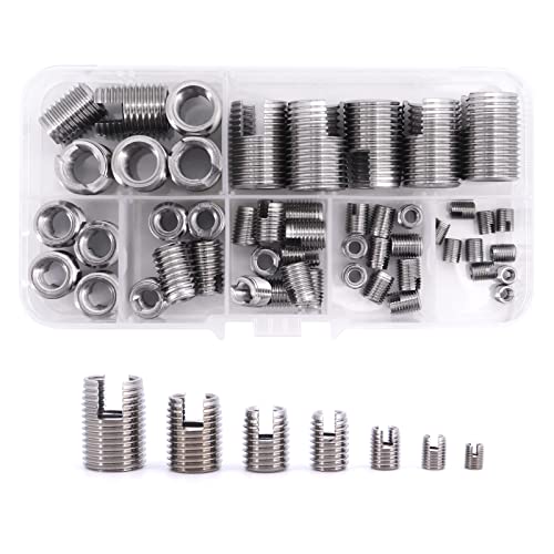 Yuhtech 50 Pcs 7 Größe Gewindeeinsätze M3 M4 M5 M6 M8 M10 M12 Edelstahl Innengewinde Selbstschneidende Gewindeeinsatz Set Gewinde Verstärken Repair Tool von Yuhtech
