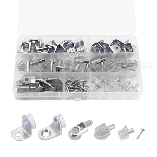 Yuhtech 80 Pcs Glasregal Halterung, Rechtwinklige Fixierung Halterung mit Saugnapf, Regal Support Pegs, für Glas Badezimmer Regal Schrank Cupbord Yuhtech 80 Pcs Glasregal Halterung, Rechtwinklige Fixierung Halterung mit Saugnapf, Regal Support Pegs, für Glas Badezimmer Regal Schrank Cupbord von Yuhtech