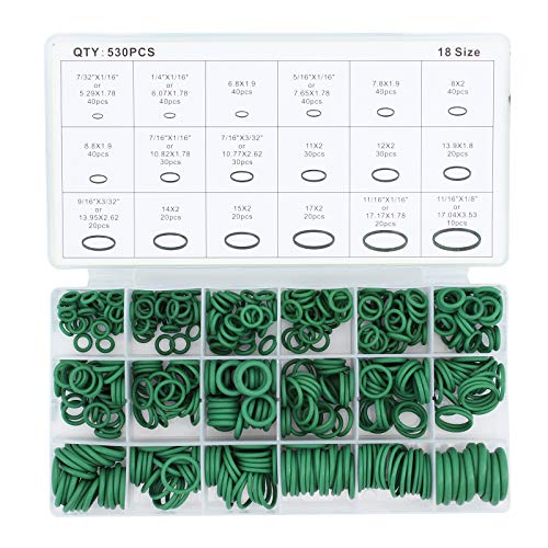 Yuhtech Dichtungsringe Set, 530 Pcs 18 Größen O-Ring Sortiment Nitril-Gummi Dichtungsscheiben Gummi Dichtungen Ringe Gummiringe O-Ringe Satz von Yuhtech