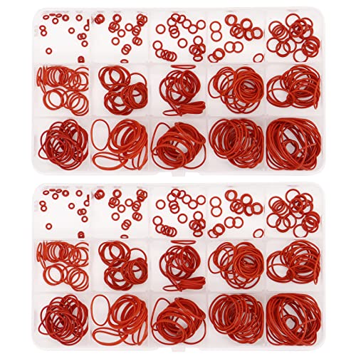 Yuhtech O Ring Sortiment, 600 Pcs 15 Größe Rot Silikon Dichtungsring-Set Silikon VMQ O Ring Kit für Sanitär und Automobil-Reparatur von Yuhtech