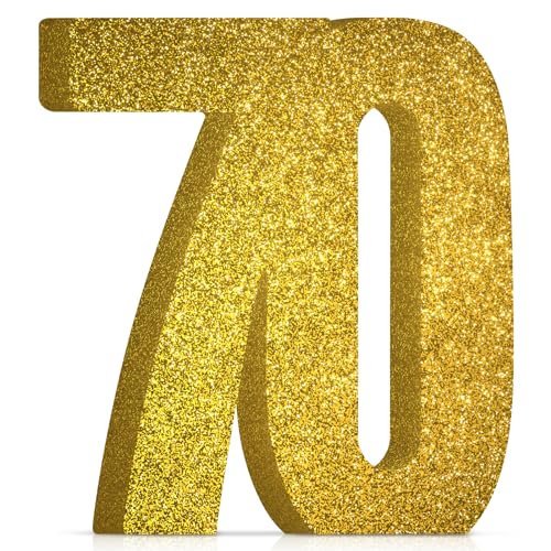 Deko 70 Geburtstag Männer Und Frauen, Goldene Glitter 70. Geburtstag Mittelstück Tischdeko Geburtstag, 70 Geburtstag Party Deko Supplies, Geschenke Für Männer Frauen Geburtstag von Yuhudany
