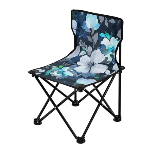 Faltbarer Jugend-Campingstuhl, Aquarell, Blumenmuster, Shabby-Chic-Stil, blau, ultraleicht, tragbare Stühle für Erwachsene, Tragetasche, tragbarer Stuhl zum Warten in der Schlange für drinnen und von Yuiboo