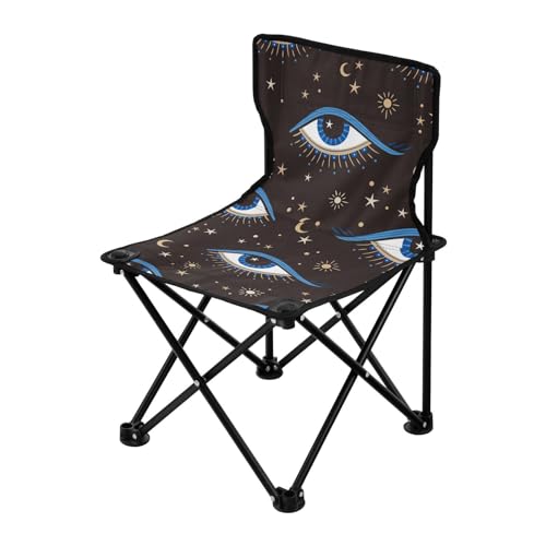 Kompakter Campingstuhl Blau Evil Eyes Mond Sterne Ultraleicht Strandkörbe für Erwachsene Tragetasche inklusive Eisangelstühle für Erwachsene für Camping Wandern von Yuiboo