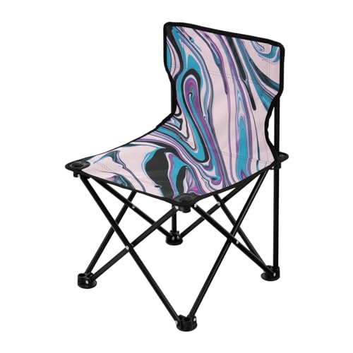 Yuiboo Kompakter, ultraleichter Campingstuhl, violett, mehrfarbig, abstrakt, ultraleicht, faltbar, Tragetasche, tragbarer Stuhl zum Warten in der Schlange beim Eisangeln, Reisen von Yuiboo