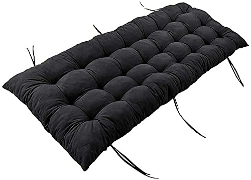 Gartenbankauflage mit Befestigungsbändern, 2–3-Sitzer dicke Stuhl-Schaukelauflage, bequemes Bank-Sitzpolster für Outdoor- und Indoor-Möbel, 48 x 120 cm, schwarz von Yuing