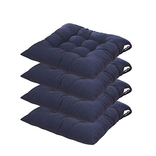 Stuhlauflagen Set von 4 Esszimmerstuhlauflagen Sitzkissen zum Festbinden für Garten Terrasse Küche 40x40 cm, Marineblau von Yuing