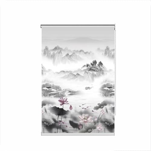 Thermo-Verdunkelungsrollo für Heimbüro, Rollo, gemustert, Schattierungsvorhang, Verdunkelungsvorhang, Fensterrollo mit Beschlägen (130 x 200 cm, Stil F) von Yuing