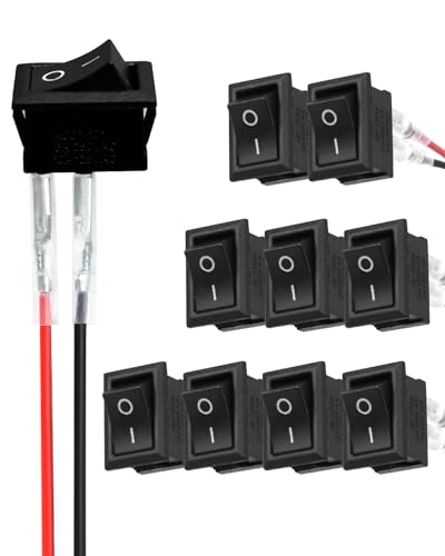 Yuio 10 Stück Mini Wippschalter Kippschalter KCD1-101, 2 Polig SPST ON/OFF Schalter mit Verdrahtung, 6A/250V Taste Rocker Kippschalter Für Häuser, 2 Pins 2 Position Miniboot Schalter für Auto Boot Yuio 10 Stück Mini Wippschalter Kippschalter KCD1-101, 2 Polig SPST ON/OFF Schalter mit Verdrahtung, 6A/250V Taste Rocker Kippschalter Für Häuser, 2 Pins 2 Position Miniboot Schalter für Auto Boot von Yuio