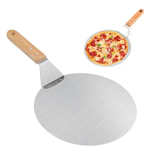 Yuiturt Pizzaschieber, 10 Zoll Pizzaschieber Edelstahl, Pizzaschaufel mit Holzgriff und Edelstahl-Metall-Tablett, Profi Pizzaschaufel Großer Fläche für hausgemachte Pizzen, Gebäck, Teig, Brot, Kuchen von Yuiturt