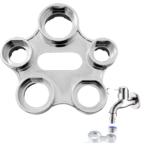 Yuiturt Wasserhahn Schlüssel, Luftsprudler Montageschlüssel, M16 /M18 / M20 /M22 / M24 / M28 Universal 10 Größen Strahlregler Schlüssel, Zinklegierung Ersatzbelüfter Wasserhahn sieb Werkzeug (Silber) von Yuiturt