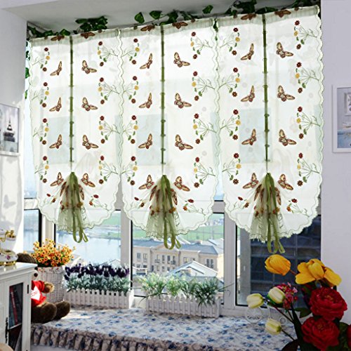 1er Pack Bunt Schmetterling Muster Raffrollos Raffgardinen BxH 80x150cm Beige von Yujiao Mao