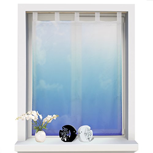1er Pack Verlauf-Farben Muster Voile Raffrollo transparent Raffgardine mit Schlaufen BxH 120x140cm Blau von Yujiao Mao