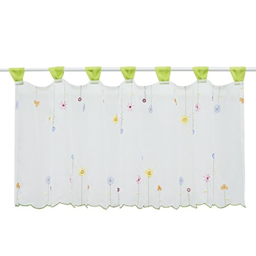 Yujiao Mao 1er-Pack Voile Bestickerei-Blumen Muster Scheibengardine Bistrogardinen HxB 45x120cm #4 von Yujiao Mao