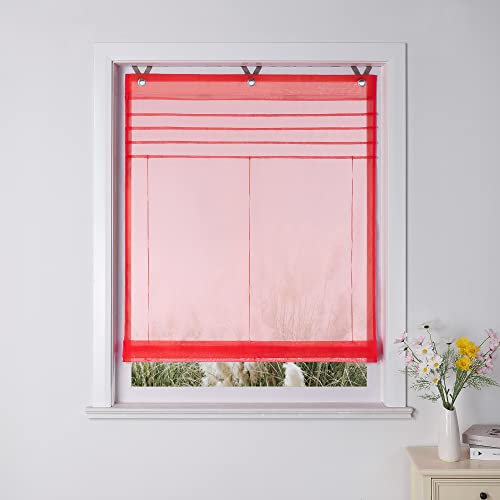 Yujiao Mao Uni Raffrollo ösenrollo Kessy Biese transparent Voile Rollos 1er-Pack B*H 80 * 140cm Rot von Yujiao Mao