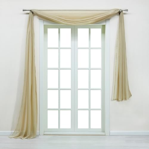 Yujiao Mao Uni Farbe Voile Freihandbogen Schals Querbehang Deko Gardinen Sand BxL 140X400cm Yujiao Mao Uni Farbe Voile Freihandbogen Schals Querbehang Deko Gardinen Sand BxL 140X400cm von Yujiao Mao