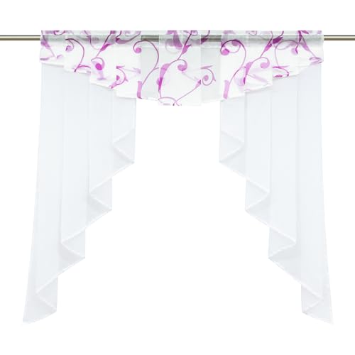 Yujiao Mao Voile Kleinfenster Gardinen Weiss Vorhang Fenstergardine Scheibengardine mit Falten lila BxH 120x145cm von Yujiao Mao