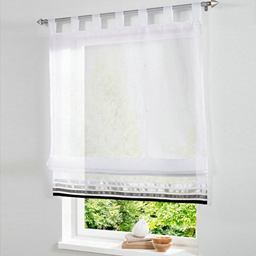 Voile Raffrollo mit Satinband Febi Gardinen 1er-Pack lichtdurchlässig Vorhang, Schlaufen, BxH 120x155cm von Yujiao Mao
