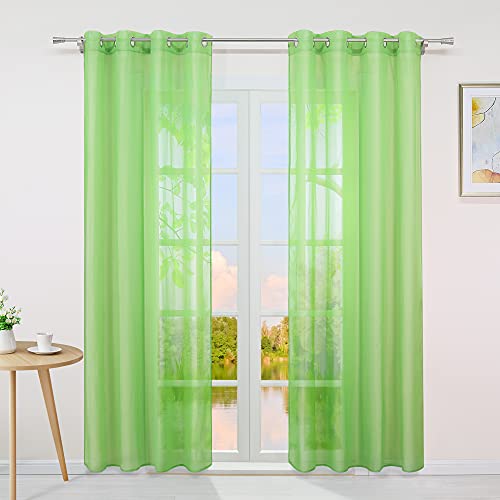 Yujiao Mao Voile Vorhang Ösen Gardinen Schal Uni Transparent Ösenvorhang 1er-Pack BxH 140x245cm Grün von Yujiao Mao