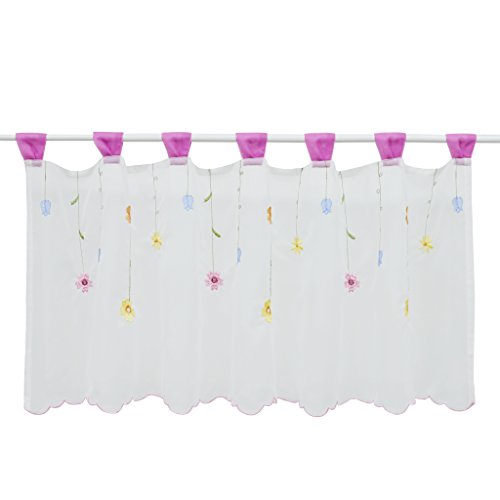 Yujiao Mao 1er-Pack Voile Bestickerei-Blumen Muster Scheibengardine Bistrogardinen HxB 45x140cm #2 von Yujiao Mao