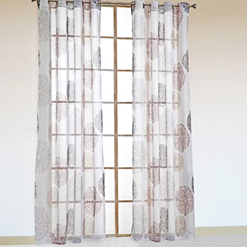 Yujiao Mao 1er-Pack Voile Blumen Druck Gardine Vorhänge mit Ösen Kaffee BxH 140x175 cm von Yujiao Mao