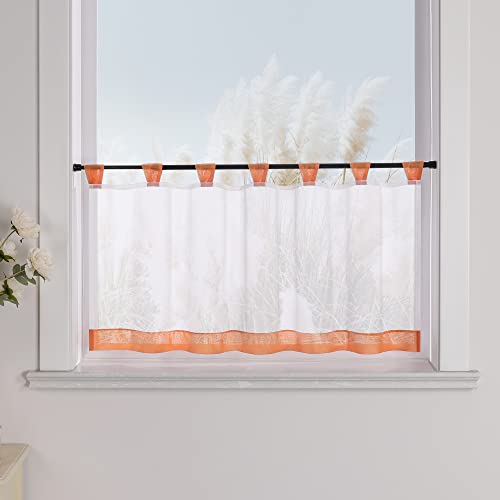 Yujiao Mao 1er-Pack Voile Scheibengardine mit Schlaufen HxB 30x120cm Orange von Yujiao Mao