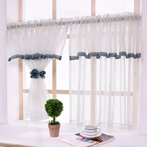 Yujiao Mao 1er-Pack ländliche weiße Scheibengardine Küchengardine Bistrogardine transparent Voile Kaffee Gardine, mit Tunnelzug, BxH 140x170cm von Yujiao Mao