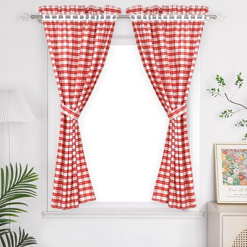 Yujiao Mao Landhausstil Vorhang mit Karo-Muster Stangendurchzug Blickdichte Vorhänge Inklusive 2 Raffhaltern BxH 80x145cm Rot 2 Stück Yujiao Mao Landhausstil Vorhang mit Karo-Muster Stangendurchzug Blickdichte Vorhänge Inklusive 2 Raffhaltern BxH 80x145cm Rot 2 Stück von Yujiao Mao