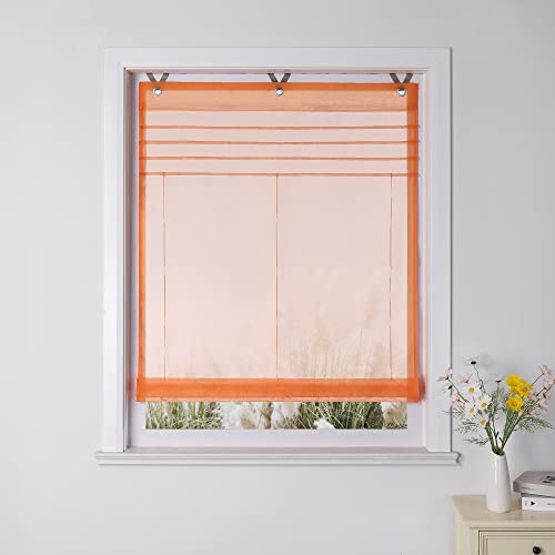 Yujiao Mao Uni Raffrollo Ösenrollo Kessy Biese transparent Voile Rollos 1er-Pack B*H 80 * 140cm Orange von Yujiao Mao