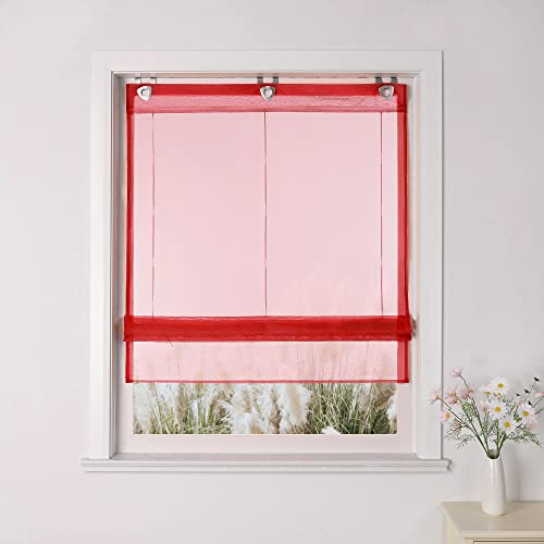 Yujiao Mao Raffrollo Ösenrollo Kessy Biese transparent Voile Rollos Rot B*H 80 * 130cm von Yujiao Mao