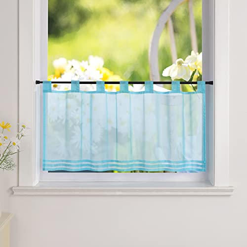 Yujiao Mao Scheibengardine Bistrogardine Modern Transparent Vorhang Kurzstore mit Schlaufen Hellblau HxB 60x120cm von Yujiao Mao