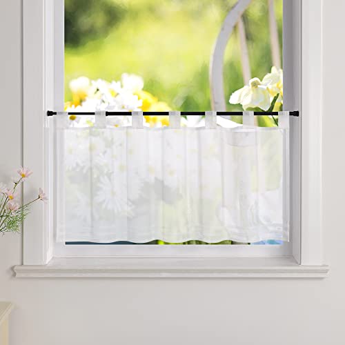Yujiao Mao Scheibengardine Bistrogardine Modern Transparent Vorhang Kurzstore mit Schlaufen Weiss HxB 45x90cm von Yujiao Mao
