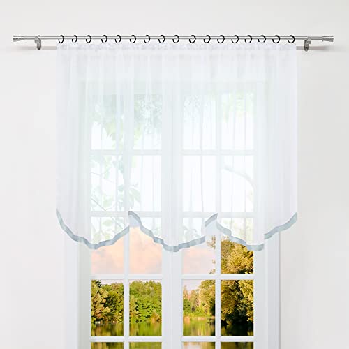 Yujiao Mao Transparenter Voile Uni Farbe 1-er Gardine Store mit Kräuselband mit einfarbigem Satinband als Bogenstore, Grau BxH 300x140cm von Yujiao Mao