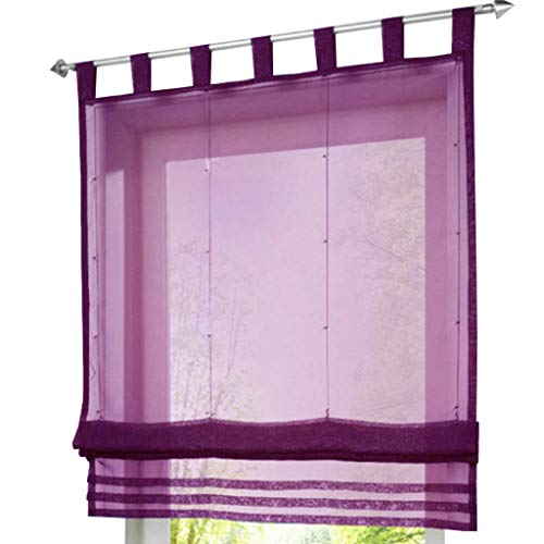 Yujiao Mao Uni Voile Raffrollo mit Schlaufen Rollos Zierfalten Design Violett BxH 100x155cm von Yujiao Mao