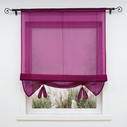 Yujiao Mao Voile Raffrollo Bändchenrollo mit Tunnelzug Gardinen 1er-Pack Vorhang H*B 155 * 80cm Violett von Yujiao Mao