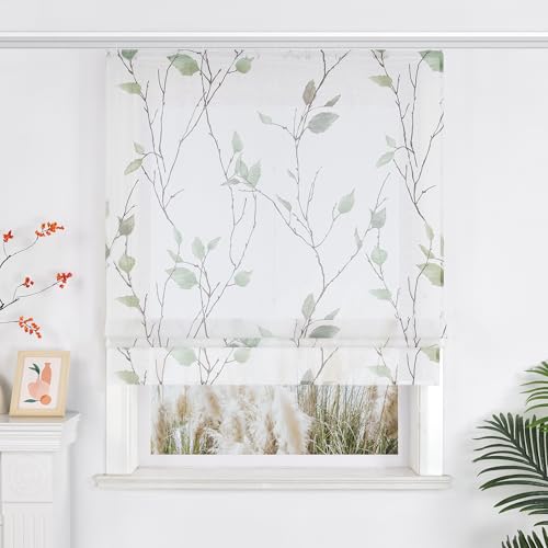 Yujiao Mao Voile Raffrollo mit Schienenbefestigung Blattmuster Naturales Motiv Raffgardine 1 Stück,grün B100*H140cm Yujiao Mao Voile Raffrollo mit Schienenbefestigung Blattmuster Naturales Motiv Raffgardine 1 Stück,grün B100*H140cm von Yujiao Mao