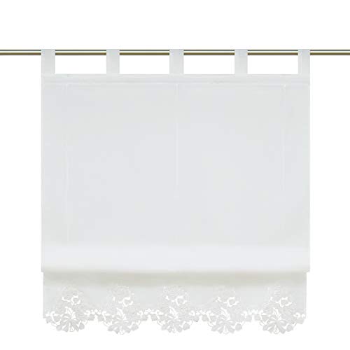 Yujiao Mao Voile Raffrollo mit besticktem Abschluß Voile Raffrollos mit Schlaufen Transparent Vorhang Weiß BxH 80x155cm Yujiao Mao Voile Raffrollo mit besticktem Abschluß Voile Raffrollos mit Schlaufen Transparent Vorhang Weiß BxH 80x155cm von Yujiao Mao