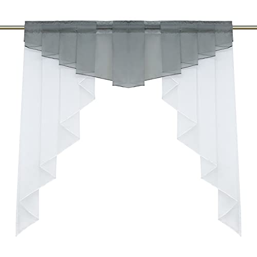 Yujiao Mao Voile Scheibengardinen Küche Bistrogardinen Transparente Kleinfenster mit Kräuselband/Tunnelzug Gardinen Grau BxH 100x100cm 1 Stück von Yujiao Mao