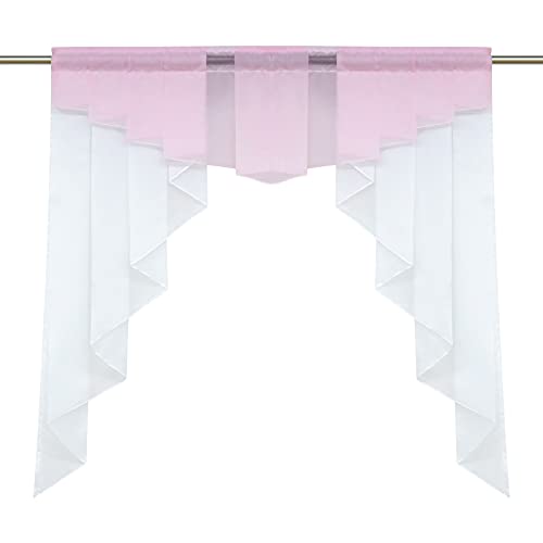 Yujiao Mao Voile Scheibengardinen Küche Bistrogardinen Transparente Kleinfenster mit Kräuselband/Tunnelzug Gardinen Pink BxH 100x100cm 1 Stück von Yujiao Mao