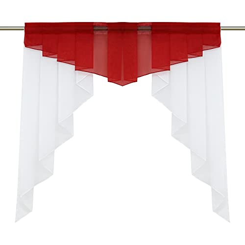 Yujiao Mao Voile Scheibengardinen Küche Bistrogardinen Transparente Kleinfenster mit Kräuselband/Tunnelzug Gardinen Rot BxH 100x100cm 1 Stück von Yujiao Mao