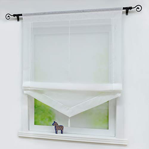 Yujiao Mao Voile Transparenter Raffrollo Raffgardinen Kontrastfarbe mit Tunnelzug 1er-Pack, Weiß, BxH 80x140 cm Yujiao Mao Voile Transparenter Raffrollo Raffgardinen Kontrastfarbe mit Tunnelzug 1er-Pack, Weiß, BxH 80x140 cm von Yujiao Mao