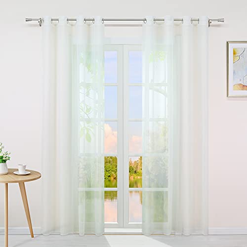 Yujiao Mao Voile Vorhang Ösen Gardinen Schal Uni Transparent Ösenvorhang 1er-Pack BxH 140x145cm Crème von Yujiao Mao