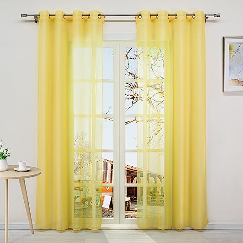 Yujiao Mao Voile Vorhang Ösen Gardinen Schal Uni Transparent Ösenvorhang 1er-Pack BxH 140x260cm Aprikose von Yujiao Mao