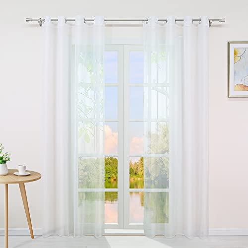 Yujiao Mao Voile Vorhang Ösen Gardinen Schal Uni Transparent Ösenvorhang 1er-Pack BxH 140x260cm Weiß von Yujiao Mao